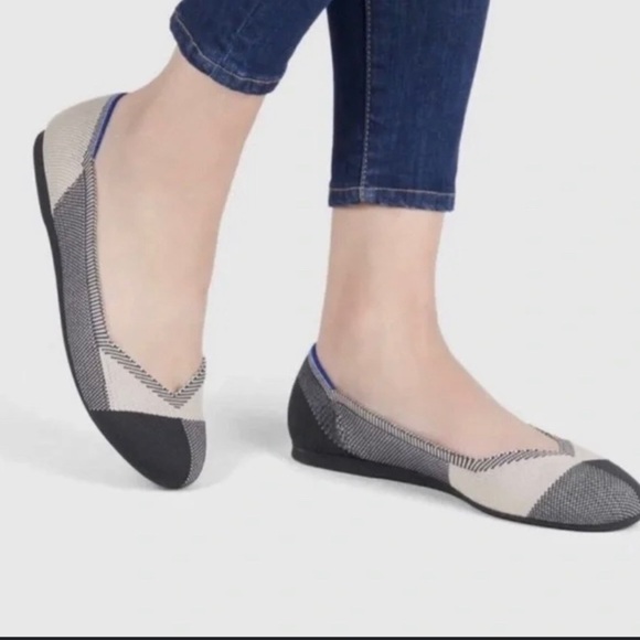 Rothy’s Round Toe Cap Toe Plaid Check Flats Shoes size 6 - Picture 1 of 11